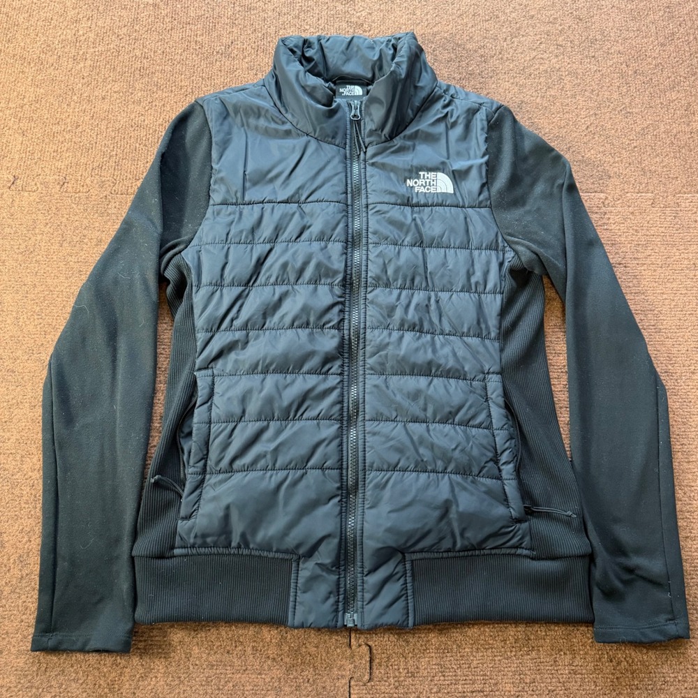 A- The North Face Women's Black Hybrid Quilted Full Zip Jacket Medium 1039